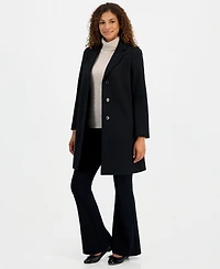 Calvin Klein Women's Single-Breasted Herringbone Walker Coat, Created for Macy's