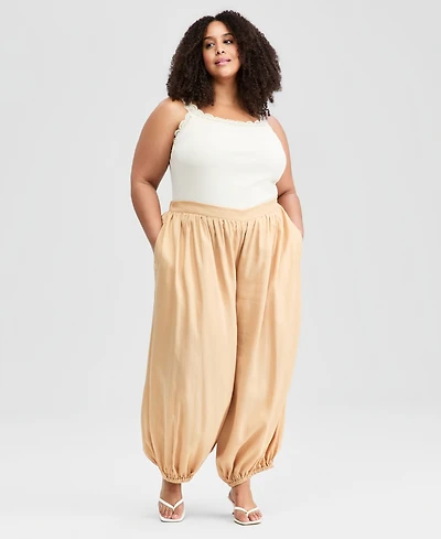 On 34th Trendy Plus Size Pull-On Elastic-Hem Balloon Pants, Macy's Exclusive