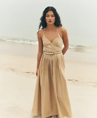 Dkny Jeans Women's Strappy V-Neck Belted Maxi Tank Dress