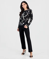 I.n.c. International Concepts Petite Printed Round-Neck Banded-Hem Top, Macy's Exclusive