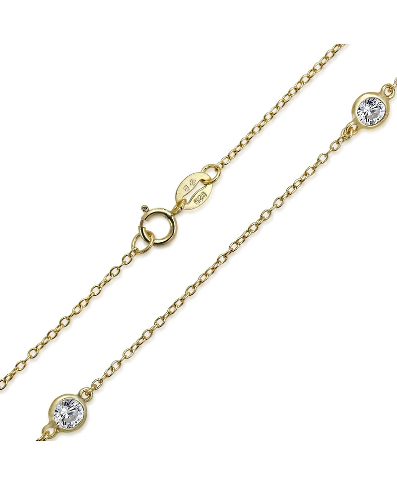 Bling Jewelry Minimalist Long Cz By The Inch Tin Cup Chain Necklace Plated 24 Inch