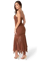 Bebe Womens Powermesh Strapless Hanky Dress