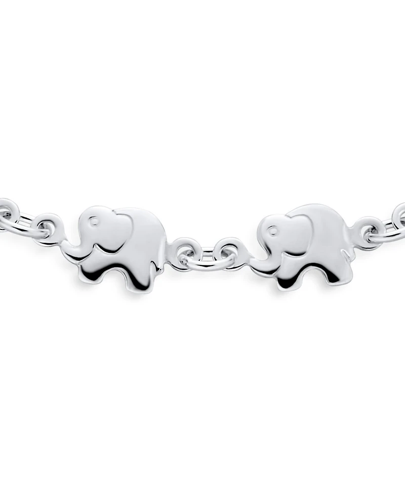Bling Jewelry Zoo Animal Multi Charm Lucky Caravan of Elephant Bracelet , 7.5 Inch