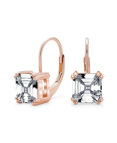 Bling Jewelry Classic 4 Ctw Solitaire Square Cubic Zirconia Cz Drop Earrings Plated