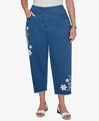 Alfred Dunner Plus Camden Market Floral Crochet Applique Ankle Jeans