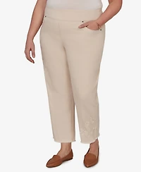 Alfred Dunner Plus Camden Market Tonal Floral Applique Ankle Jeans