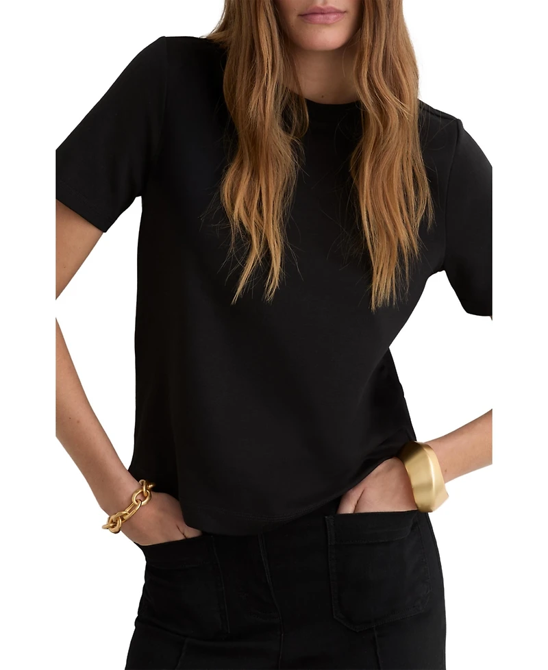 Reiss Women's Stretch-Cotton Ribbed-Neck T-Shirt