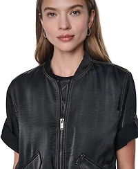 Dkny Women's Roll Tab Contrast Stitch Glazed Jacket
