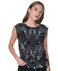 Dkny Women's Printed Crewneck Blouse