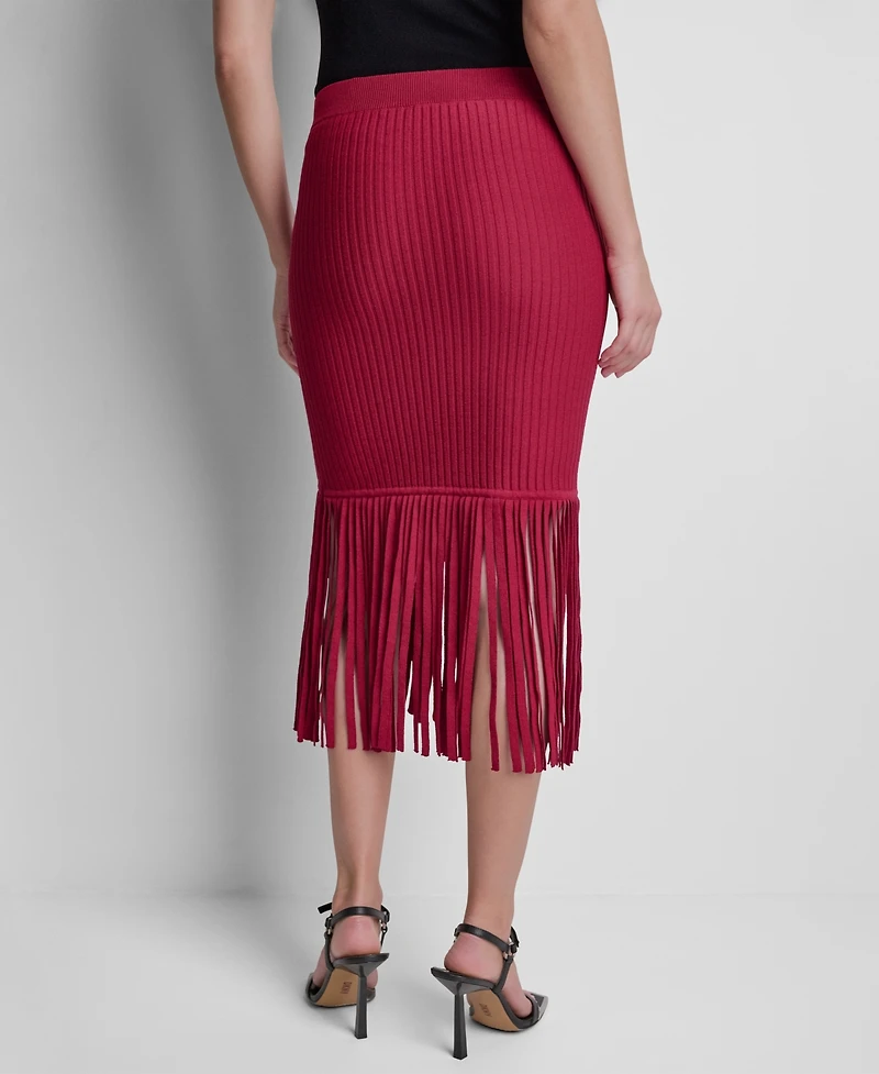 Dkny Women's Cotton-Blend Fringe Sweater Skirt