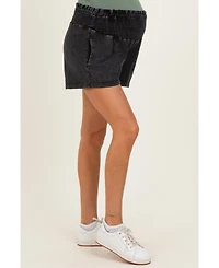 Pinkblush Maternity Navy Smocked Waist Mineral Wash Shorts