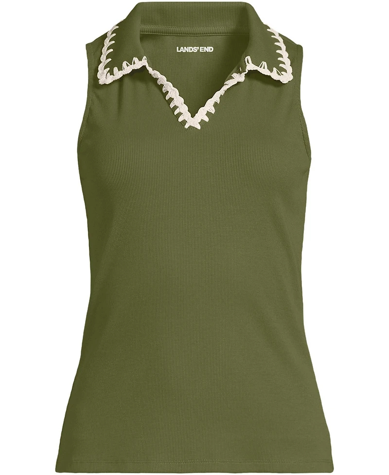 Lands' End Women's Sleeveless Micro Rib Polo