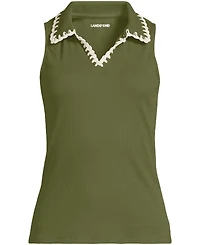 Lands' End Women's Sleeveless Micro Rib Polo