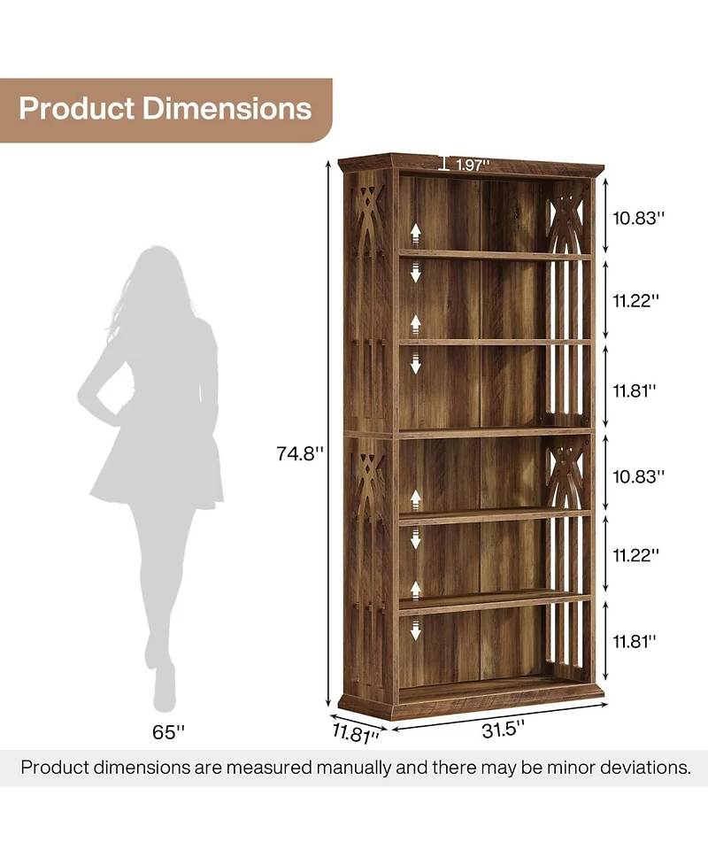 Tribesigns 6-Tier Bookshelf, 75-Inch Tall Bookcase, Large Bookshelves and Bookcases Freestanding Display Shelves, Wood Book Shelf for Living Room, Hom