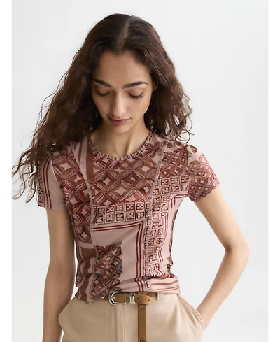 Scotch & Soda Women's Printed Mesh Slim-Fit T-Shirt