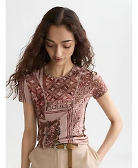 Scotch & Soda Women's Printed Mesh Slim-Fit T-Shirt