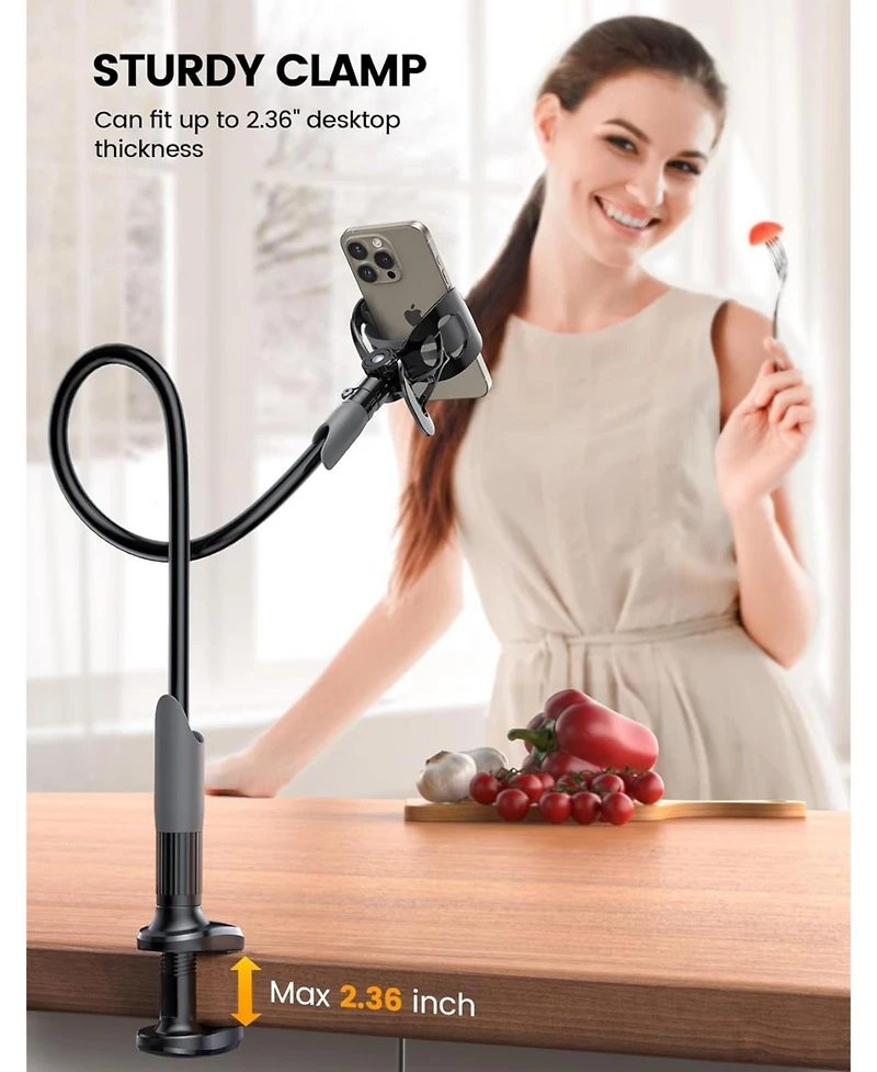 Lamicall Gooseneck Phone Holder for Bed - Cell Mount Clamp Clip