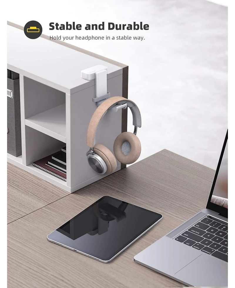 Lamicall Sticky Headphone Stand - 360 Degree Rotation Earphone Adhesive Hook Holder Mount