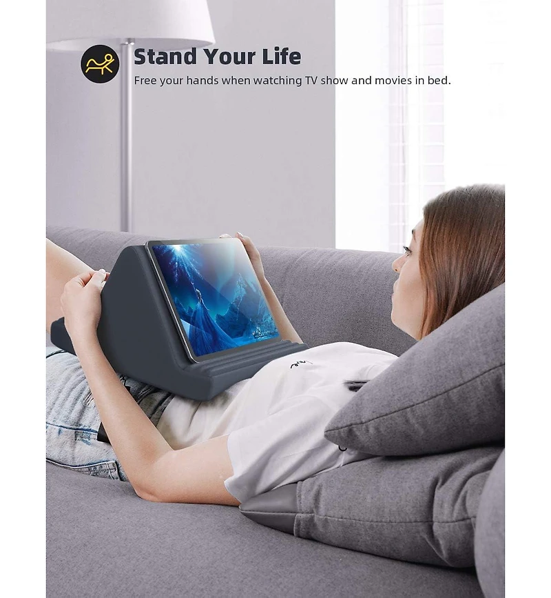 Lamicall Tablet Pillow Stand, Pillow Soft Pad for Lap - Tablet Holder Dock for Bed