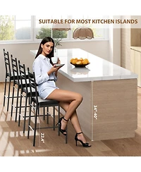 homfan Set of Modern Counter Height Bar Stools with Thick Pu Leather Cushion - Curved Back