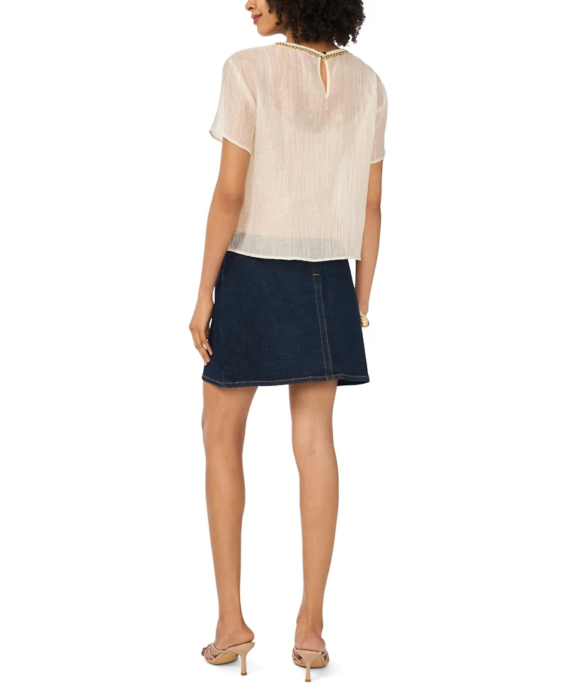 Vince Camuto Women's Crewneck Dropped Shoulder Basic T-Shirt