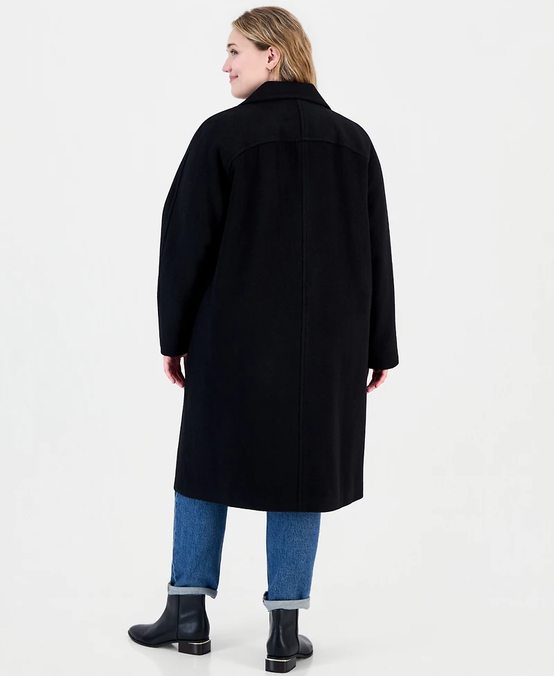 Calvin Klein Plus Double-Breasted Wool-Blend Notch Collar Coat