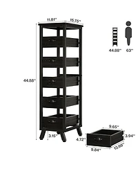 Tribesigns 5-Tier Narrow Snack Stand Kitchen Stand Fruit Basket Set of 2,Wood Fruit and Vegetable Storage Rack