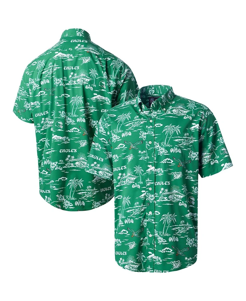 Reyn Spooner Men's Green Philadelphia Eagles Throwback Kekai Print Button-Up Shirt