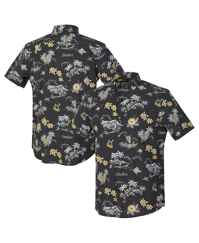 Reyn Spooner Men's Black Pittsburgh Steelers Throwback Kekai Performance Button-Down Shirt