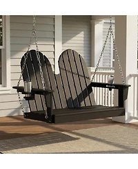 WestinTrends 4ft Outdoor Hdpe Poly Farmhouse Hanging Porch Swing With Cup Holders