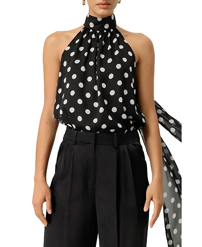 Lilysilk Women's Convertible Silk Georgette Polka Dot Top