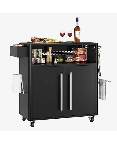 Xo Outdoor Stainless Steel Kitchen Cart with Storage Cabinet for Bbq Backyard Patio
