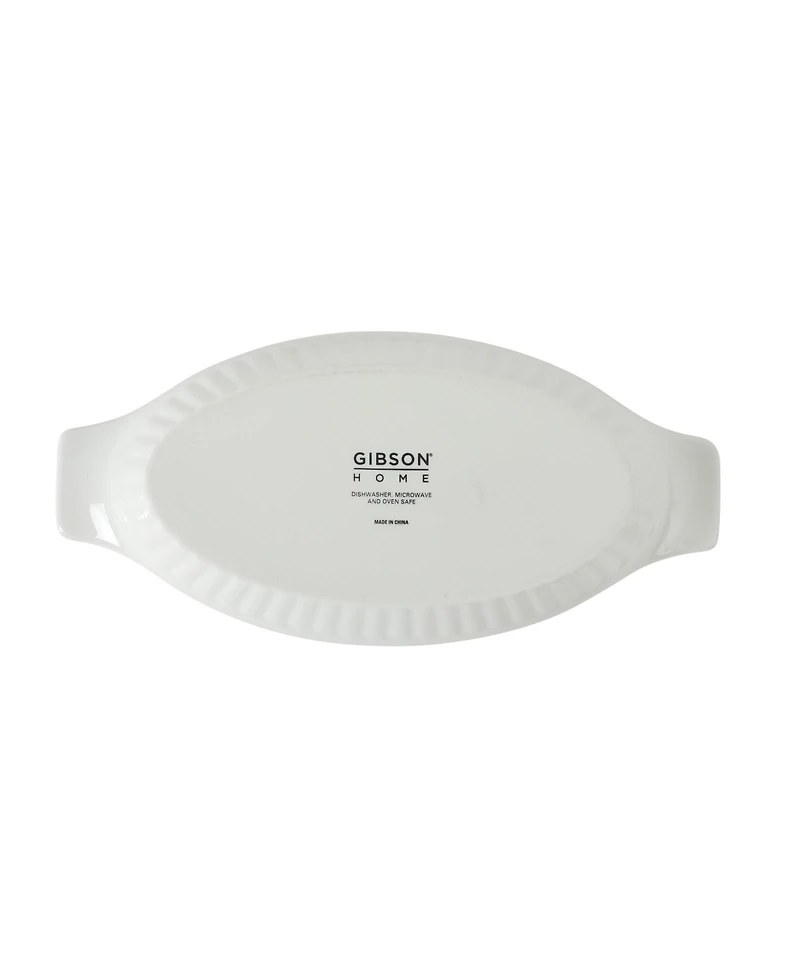 Gibson Home Gracious Dining Oval Au Gratin Baking Dishes, 4-Piece Set - 15 oz Oven Safe Ceramic Small Casserole Dishes with Handles