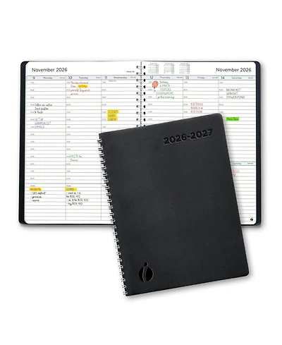 Gnuadz Academic Planner 2026-2027 Hourly Weekly Monthly Appointment Book Flexible Cover Twin-wire Binding Productivity June ,July