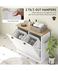 Homcom Laundry Hamper Cabinet, Tilt-Out Bathroom Storage Cabinet