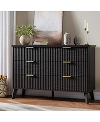 homfan Modern Fluted 6-Drawer Dresser