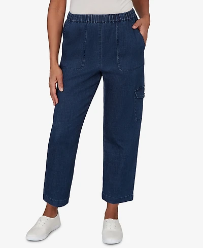 Alfred Dunner Petite Indigo Girls Pull-On Cargo Pocket Jeans