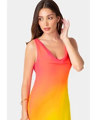 Bebe Women's Ombre Chiffon Cowl Maxi Dress