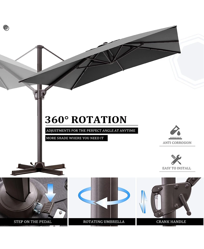 Pellebant Outdoor Patio 9X11FT Aluminum Cantilever Umbrella