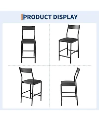 homfan 2/4 Pack 24" Counter Height Bar Stools, Pu Leather Upholstered Chairs with Back, Footrest, 300 lb Capacity, Kitchen Island