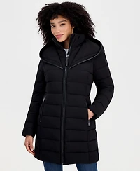 Michael Kors Women's Pleather-Trim Hooded Puffer Coat