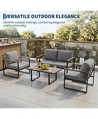 gaomon 4-Piece Outdoor Patio Furniture Set, Conversation Sofa Set with Table