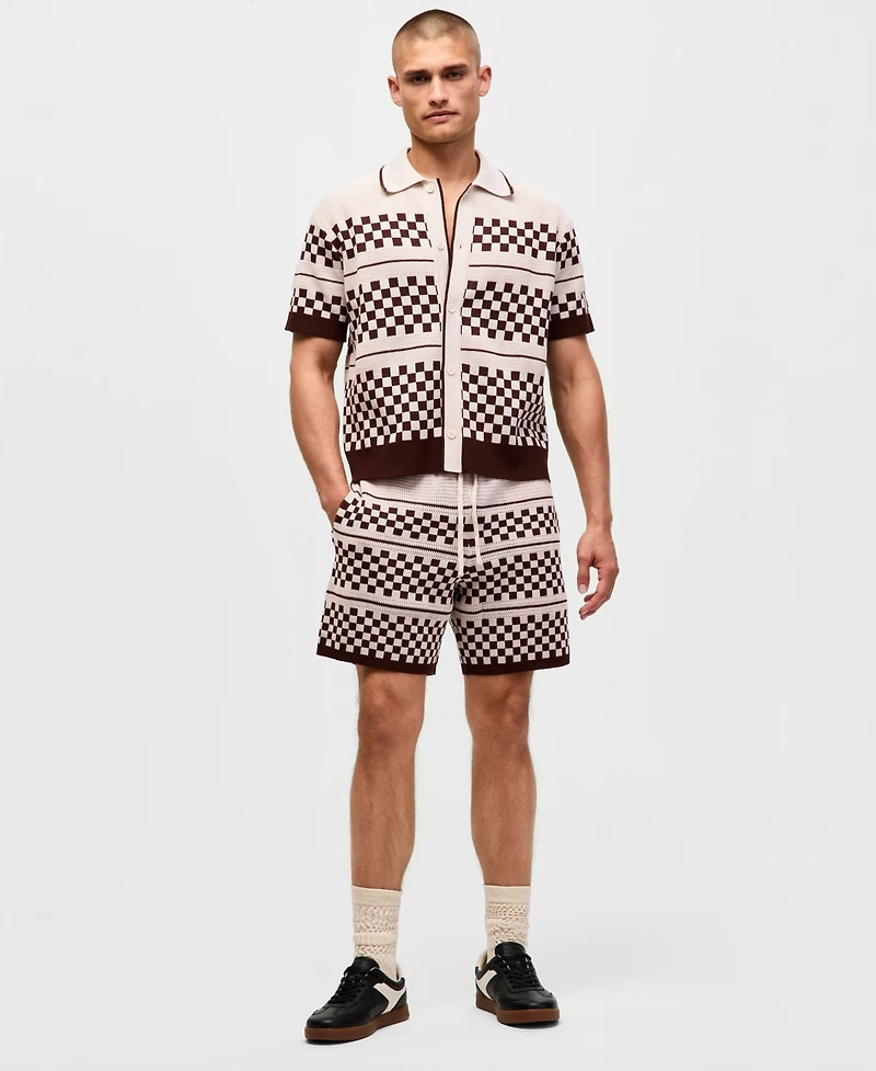 Mode of One Men's Relaxed-Fit Check Short-Sleeve Button-Down Shirt, Macy's Exclusive