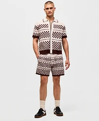 Mode of One Men's Relaxed-Fit Check Short-Sleeve Button-Down Shirt, Macy's Exclusive