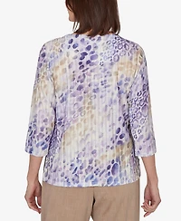 Alfred Dunner Petite Grand Bazaar Animal Print Ribbed Knit Top