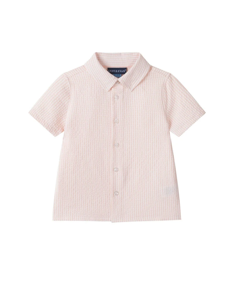 Andy & Evan Baby Boys Puckered Buttondown and Shorts Set