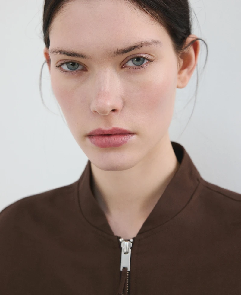 Mango Women's Linen Bomber Jacket