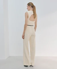 Mango Women's Open-Back Belted Jumpsuit
