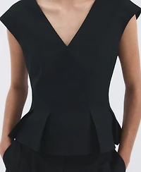 Mango Women's Cotton Linen Peplum Top