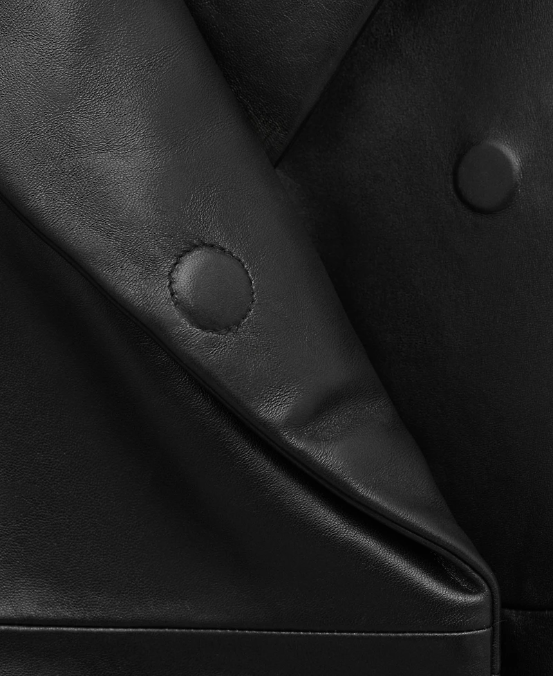 Mango Women's Oversized Leather Bomber Jacket